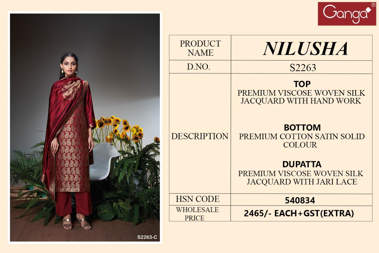 Ganga Suit Nilusha S2263 Viscose Woven Silk ganga brand suits wholesale - jilaniwholesalesuit