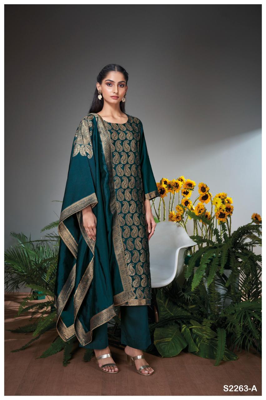Ganga Eveleen 601 Designer Winter Pashmina Suit Latest Collection Wholesaler