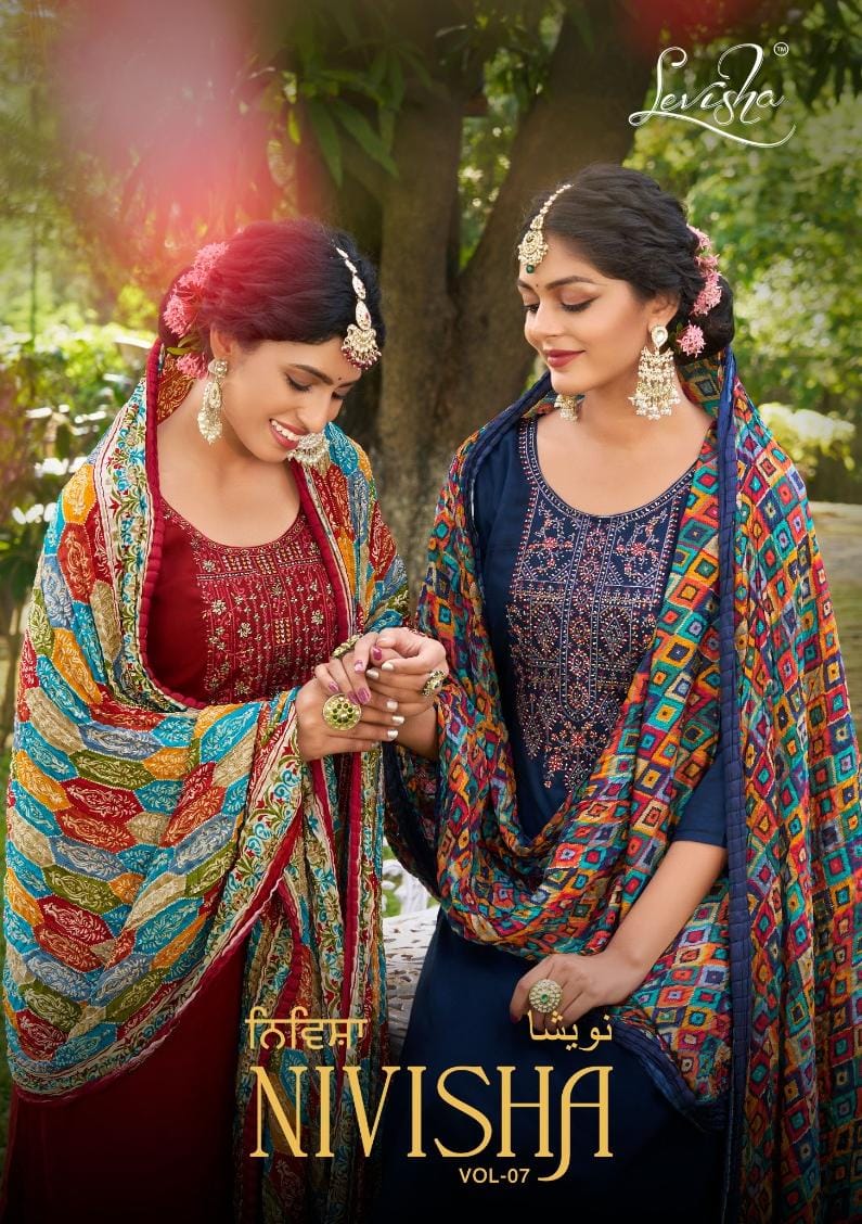 Levisha Nivisha Vol 7 Reyon With Embroidery Work Salwar Suits Wholesale Supplier - jilaniwholesalesuit