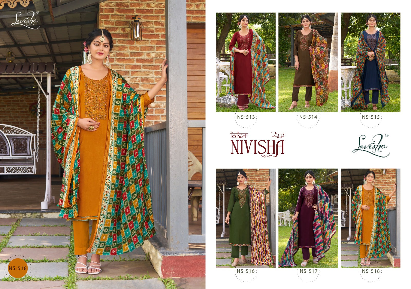 Levisha Nivisha Vol 7 Reyon With Embroidery Work Salwar Suits Wholesale Supplier - jilaniwholesalesuit