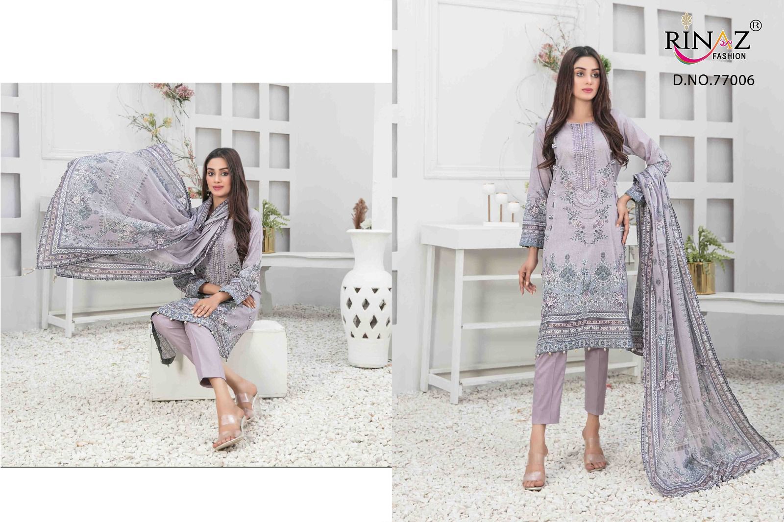 Rinaz fashion mehmal vol 2 cambric cotton pakistani salwar suits wholesaler surat chiffon dupatta - jilaniwholesalesuit