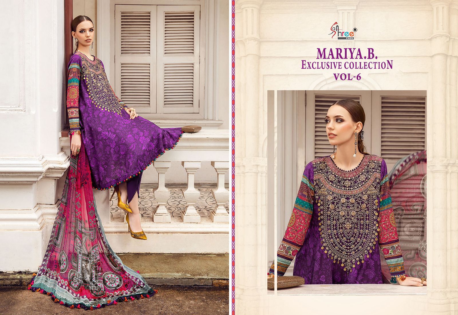 Shree fabs mariya.b. exclusive collection vol 6 cotton with embroidery work Cotton Dupatta pakistani suits for women - jilaniwholesalesuit