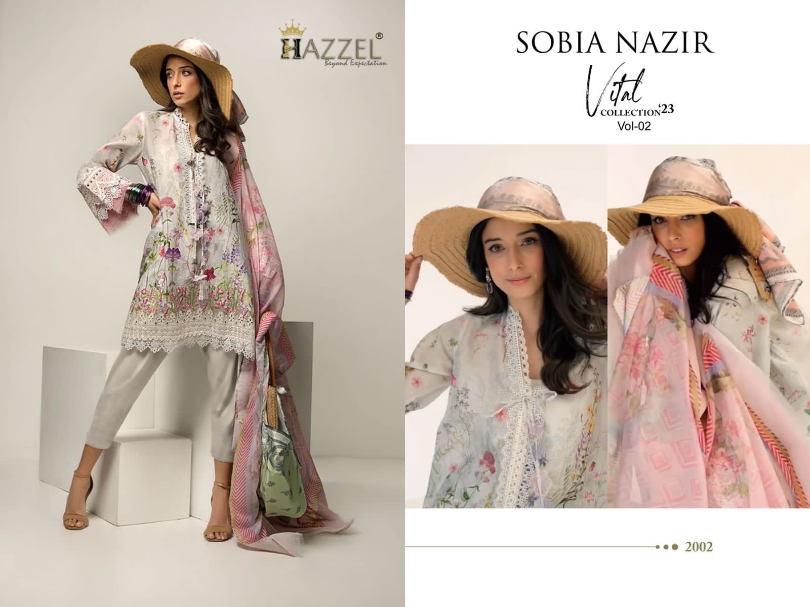 Hazzel sobia nazir vol 2 cotton pakistani patch work salwar suits wholesale catalouge chiffon dupatta - jilaniwholesalesuit