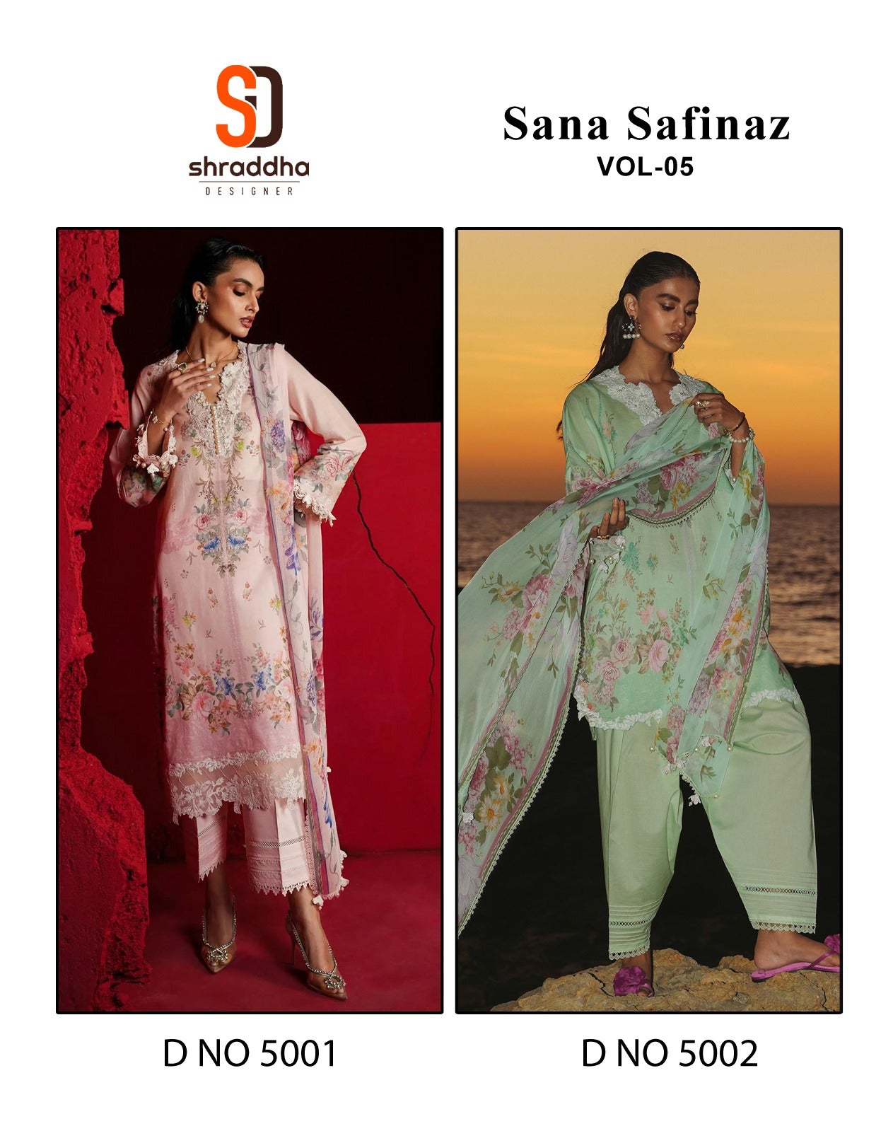 Shraddha Designer Sana Safinaz Vol 5 Lawn Cotton With Embroidery Work Pakistani Suits Wholesaler