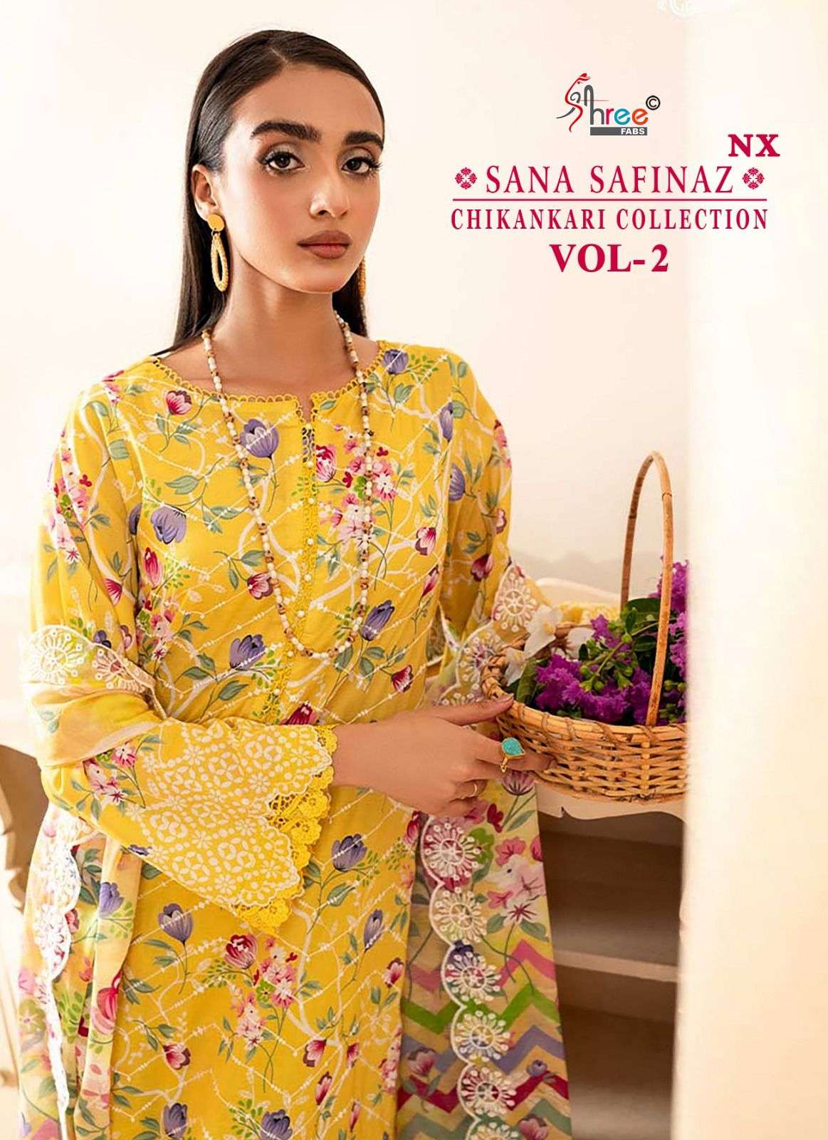 Shee Fabs Sana Safinaz Nx Vol 2 Chickenkari Collection Chiffon Dupatta Pakistani Salwar Suits Wholesale Catalog