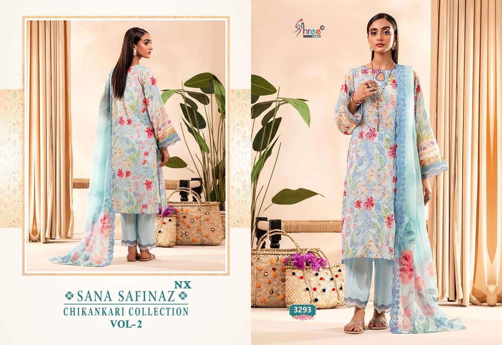 Shee Fabs Sana Safinaz Nx Vol 2 Chickenkari Collection Chiffon Dupatta Pakistani Salwar Suits Wholesale Catalog