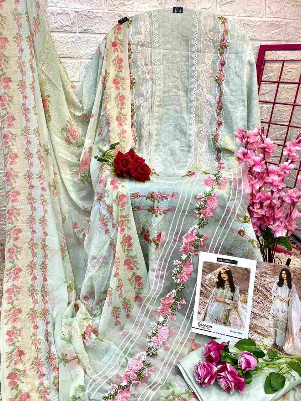 Shraddha Nx Queen Court Vol 1 NX Lawn Cotton With Embroidery Patch Work Chiffon Dupatta pakistani suits in surat - jilaniwholesalesuit