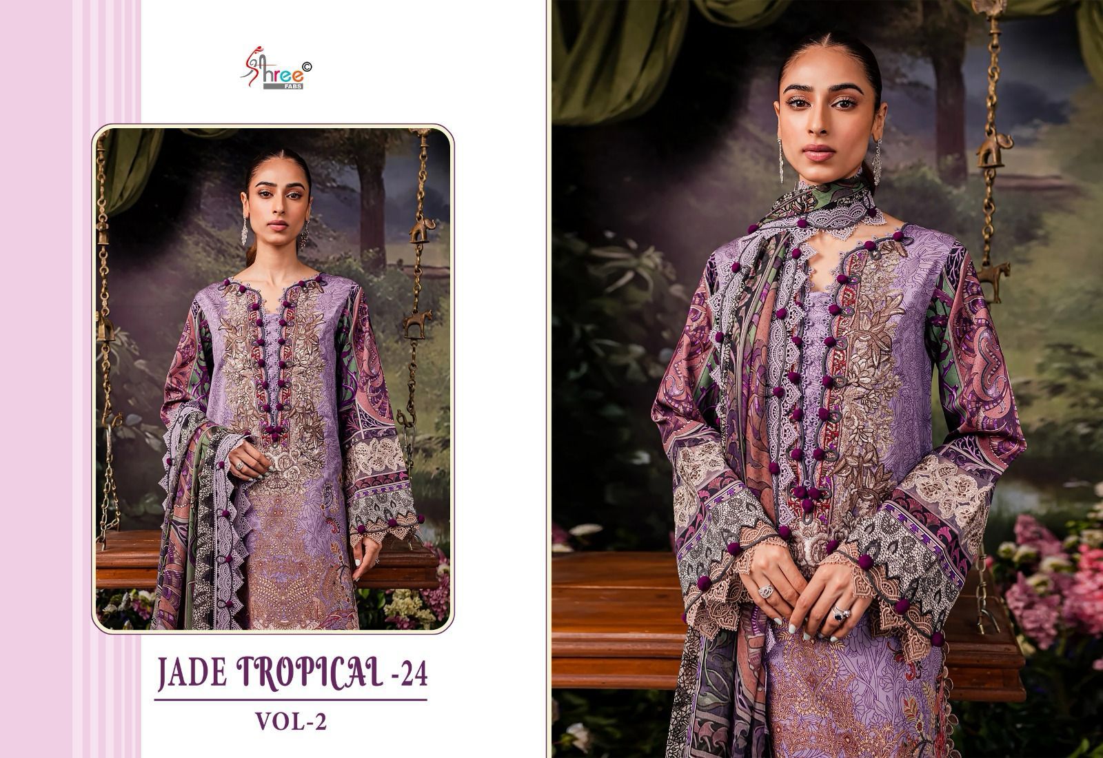 Shree Fabs Jade Tropical-24 Vol 2 Cotton Printed With Embroidery Work Chiffon Dupatta Pakistani Salwar Kameez Wholesaler In Surat