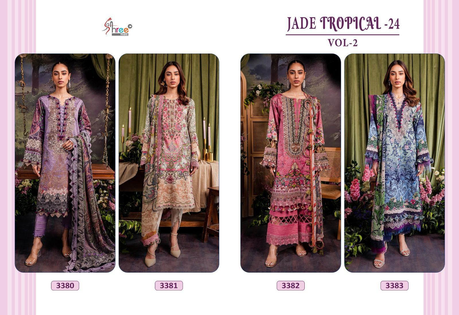 Shree Fabs Jade Tropical-24 Vol 2 Cotton Printed With Embroidery Work Chiffon Dupatta Pakistani Salwar Kameez Wholesaler In Surat