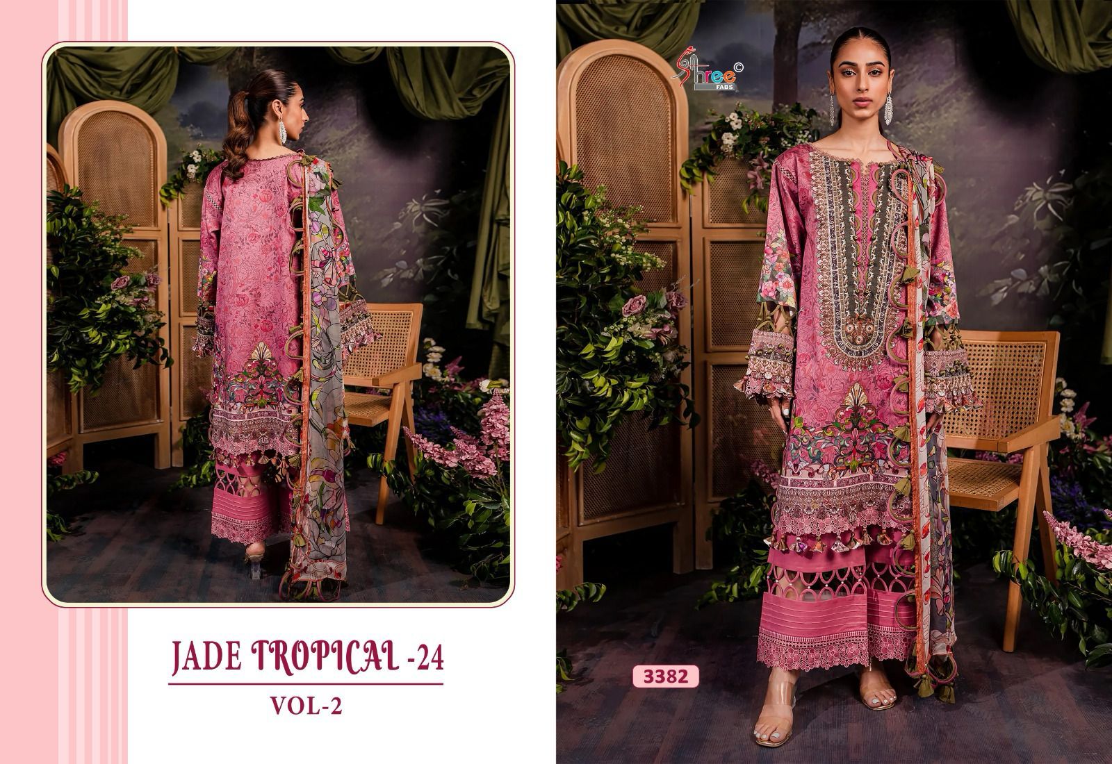 Shree Fabs Jade Tropical-24 Vol 2 Cotton Printed With Embroidery Work Chiffon Dupatta Pakistani Salwar Kameez Wholesaler In Surat