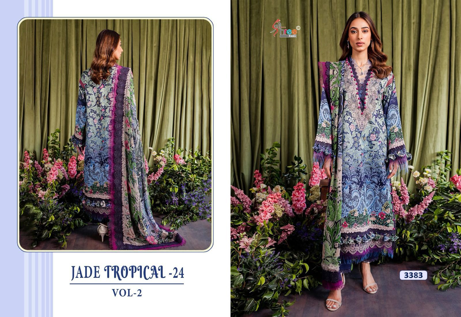 Shree Fabs Jade Tropical-24 Vol 2 Cotton Printed With Embroidery Work Chiffon Dupatta Pakistani Salwar Kameez Wholesaler In Surat