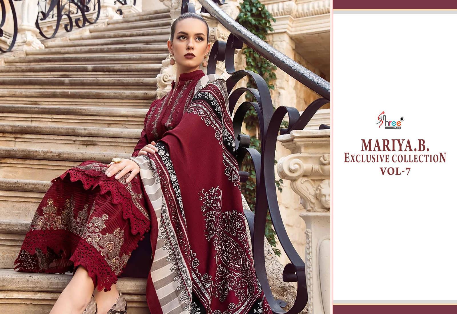 Shree Fabs Maria B Exclusive Collection Vol 7 rayon with embroidery work Chiffon Dupatta pakistani suits online india - jilaniwholesalesuit