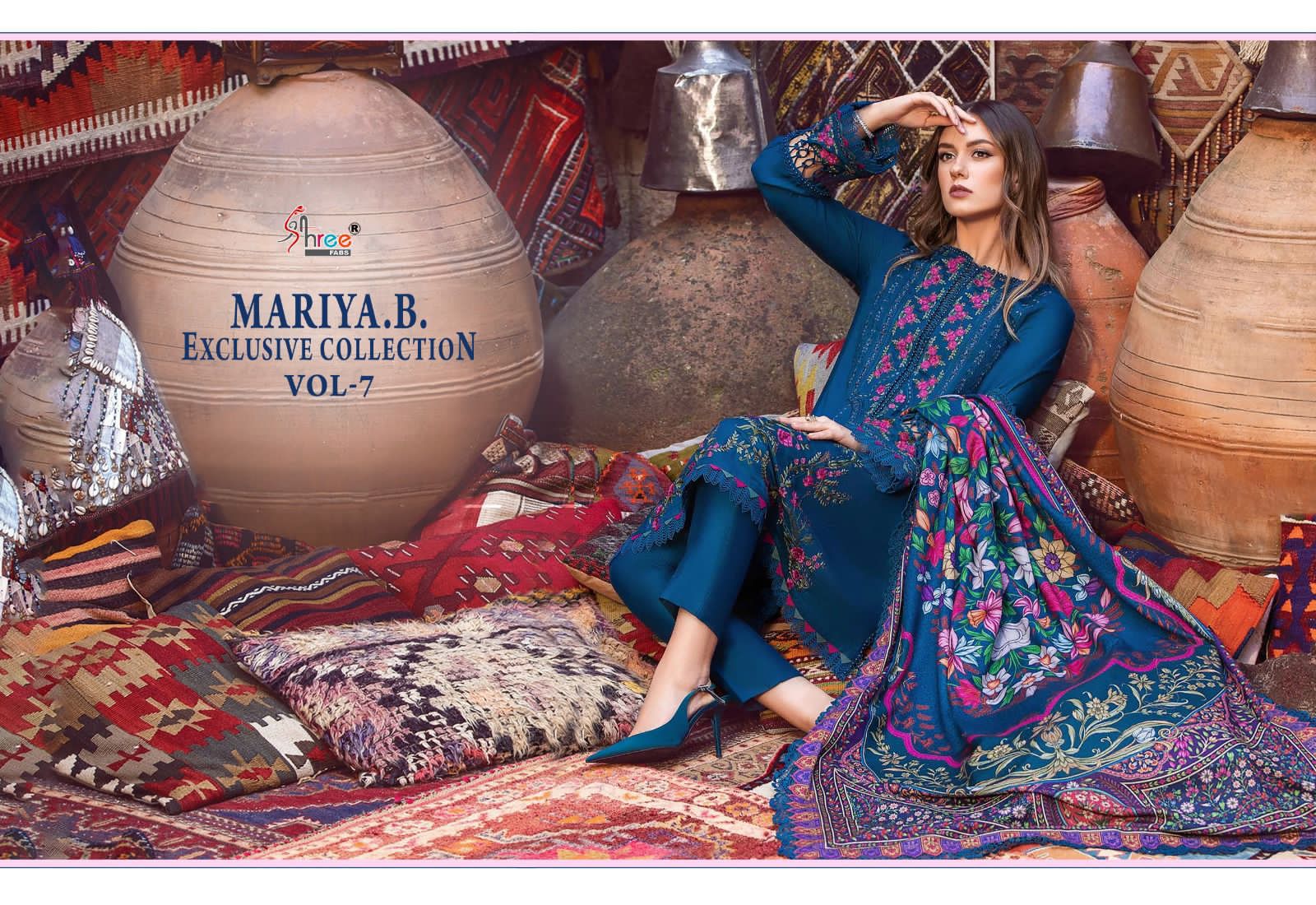Shree Fabs Maria B Exclusive Collection Vol 7 rayon with embroidery work Chiffon Dupatta pakistani suits online india - jilaniwholesalesuit