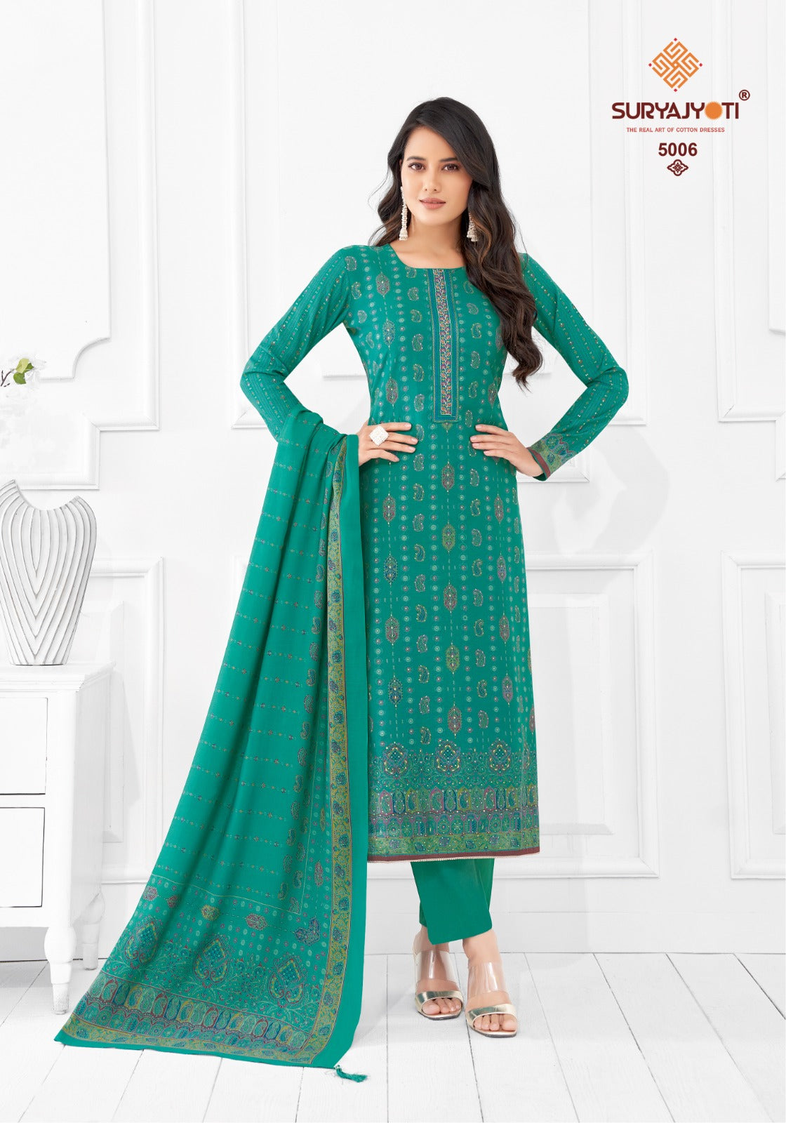 Suryajyoti Pushpa Vol 5 Modal Neck Embroidery Work Salwar Kameez Wholesaler Ahmedabad