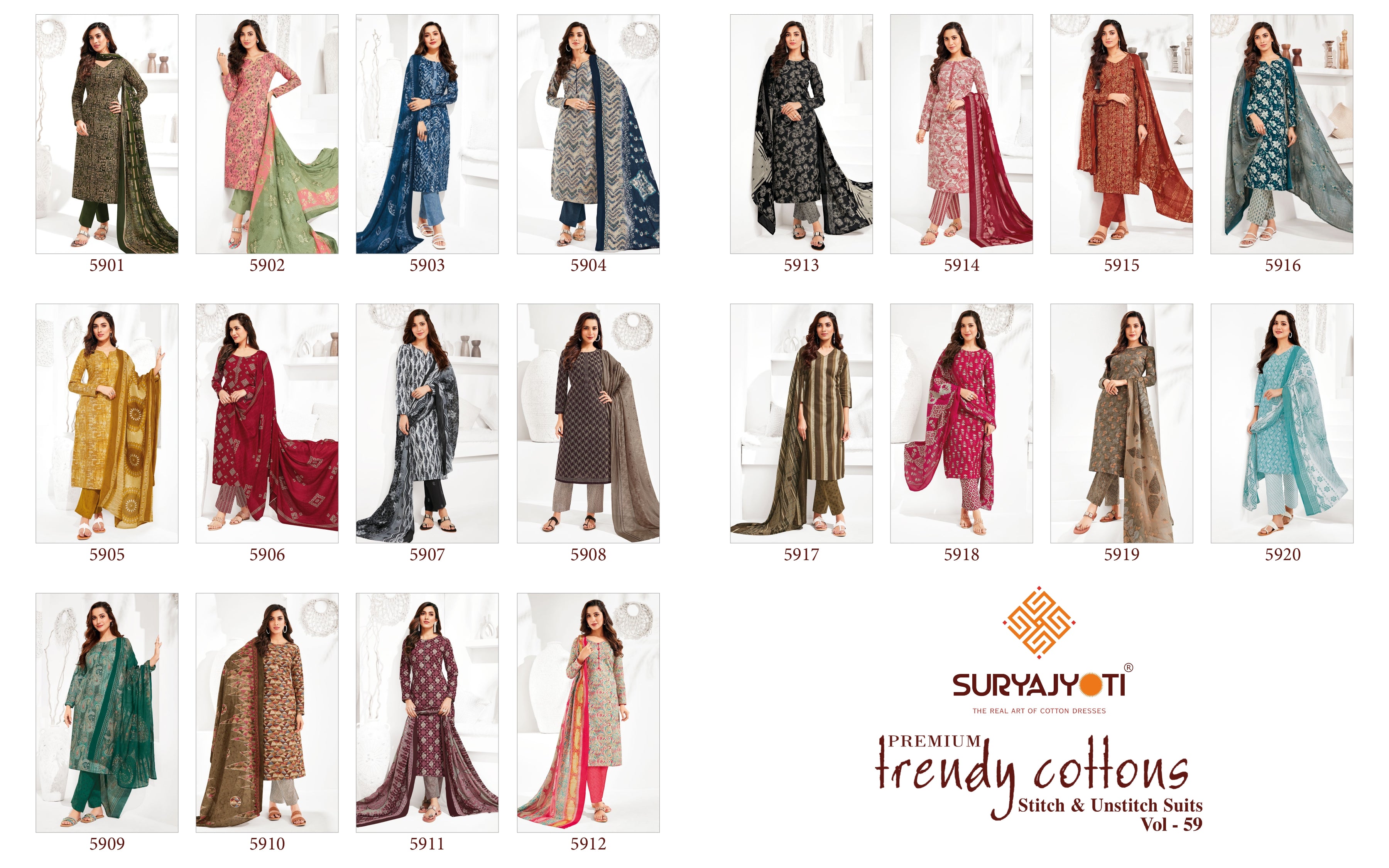 Suryajyoti Trendy Cotton Vol 59 Cotton Printed Dress Material Wholesale Supplier - jilaniwholesalesuit