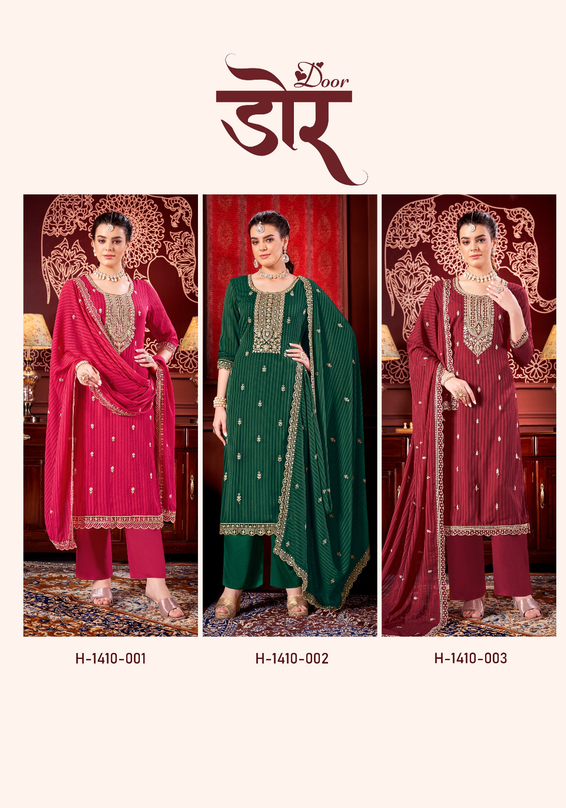 Alok Suit Door Self Weaving Fabric With Embroidery Work Salwar Kameez At Wholesale Rate - jilaniwholesalesuit