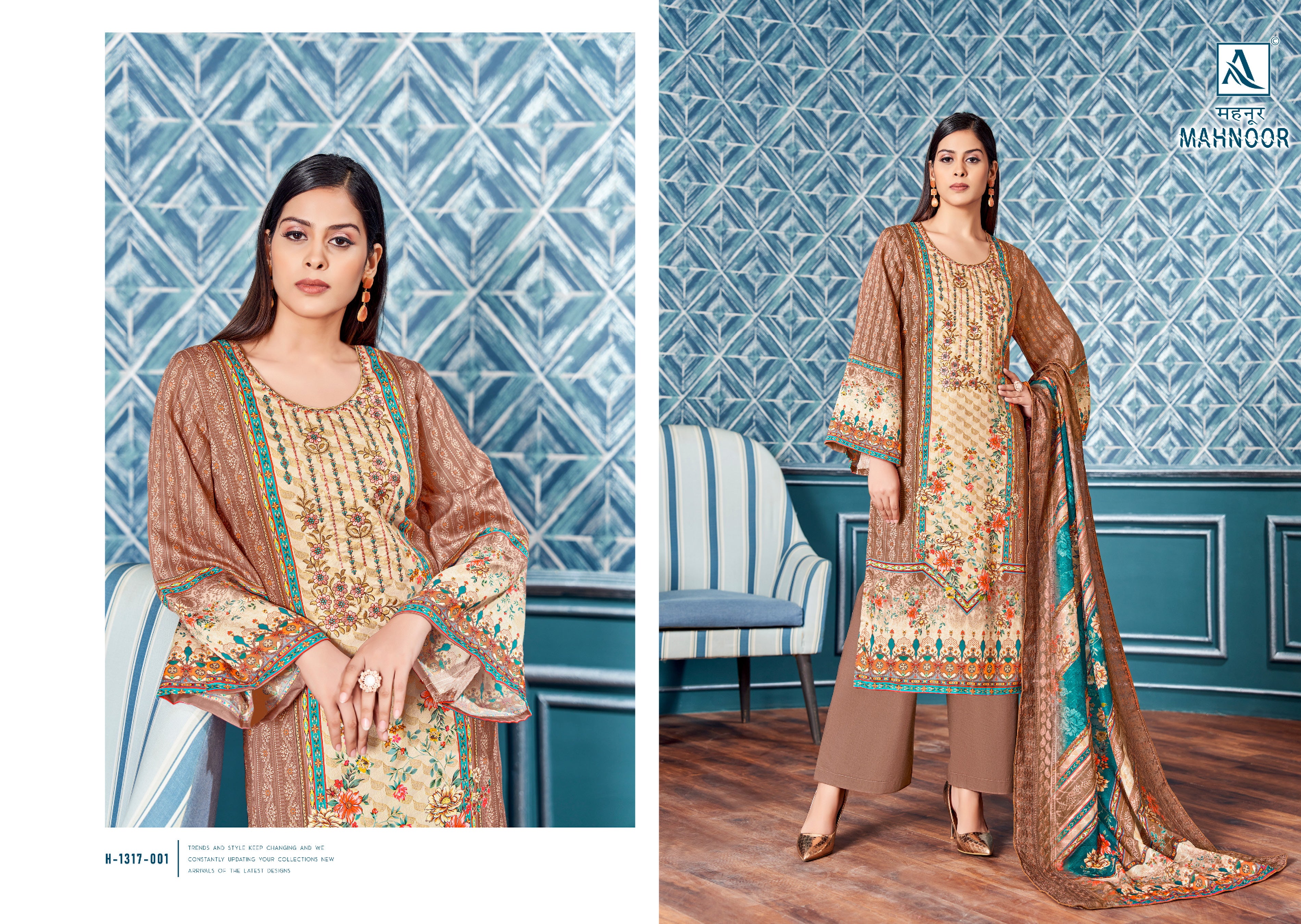 Alok Suits Mahnoor Zam Digital Pakistani Print with Embroidery Work Dress Material Wholesale Catalog - jilaniwholesalesuit