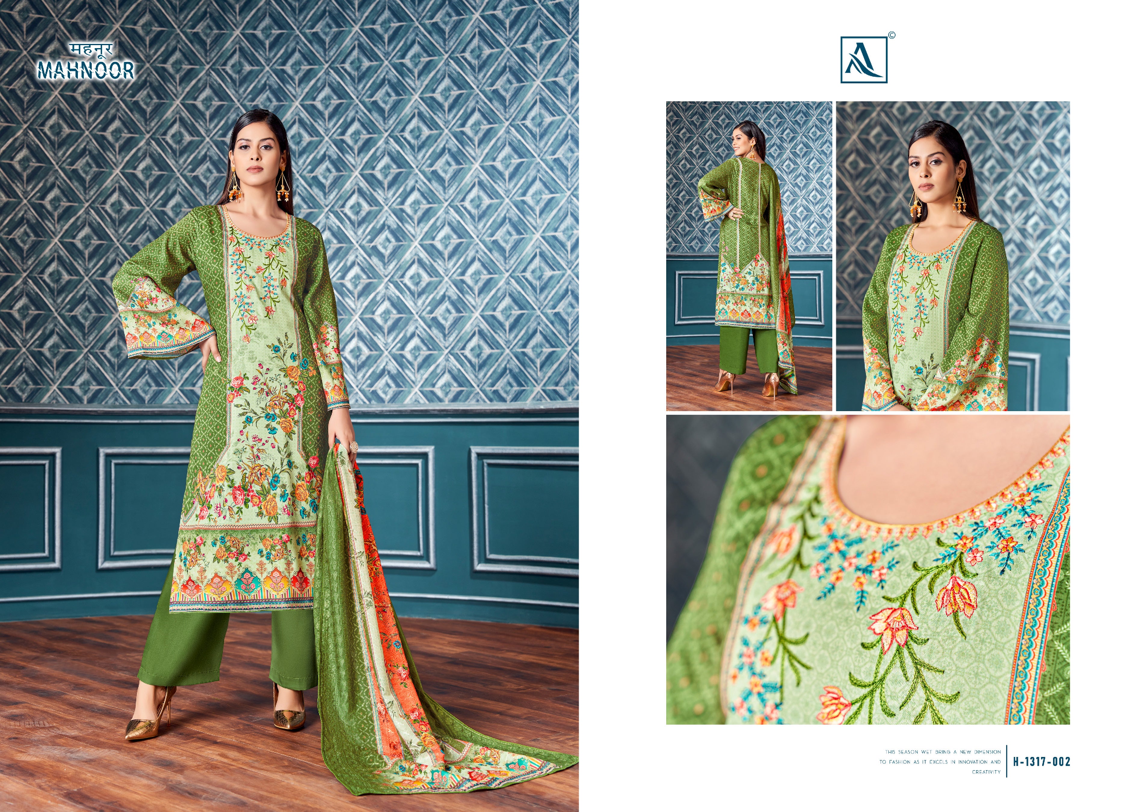 Alok Suits Mahnoor Zam Digital Pakistani Print with Embroidery Work Dress Material Wholesale Catalog - jilaniwholesalesuit