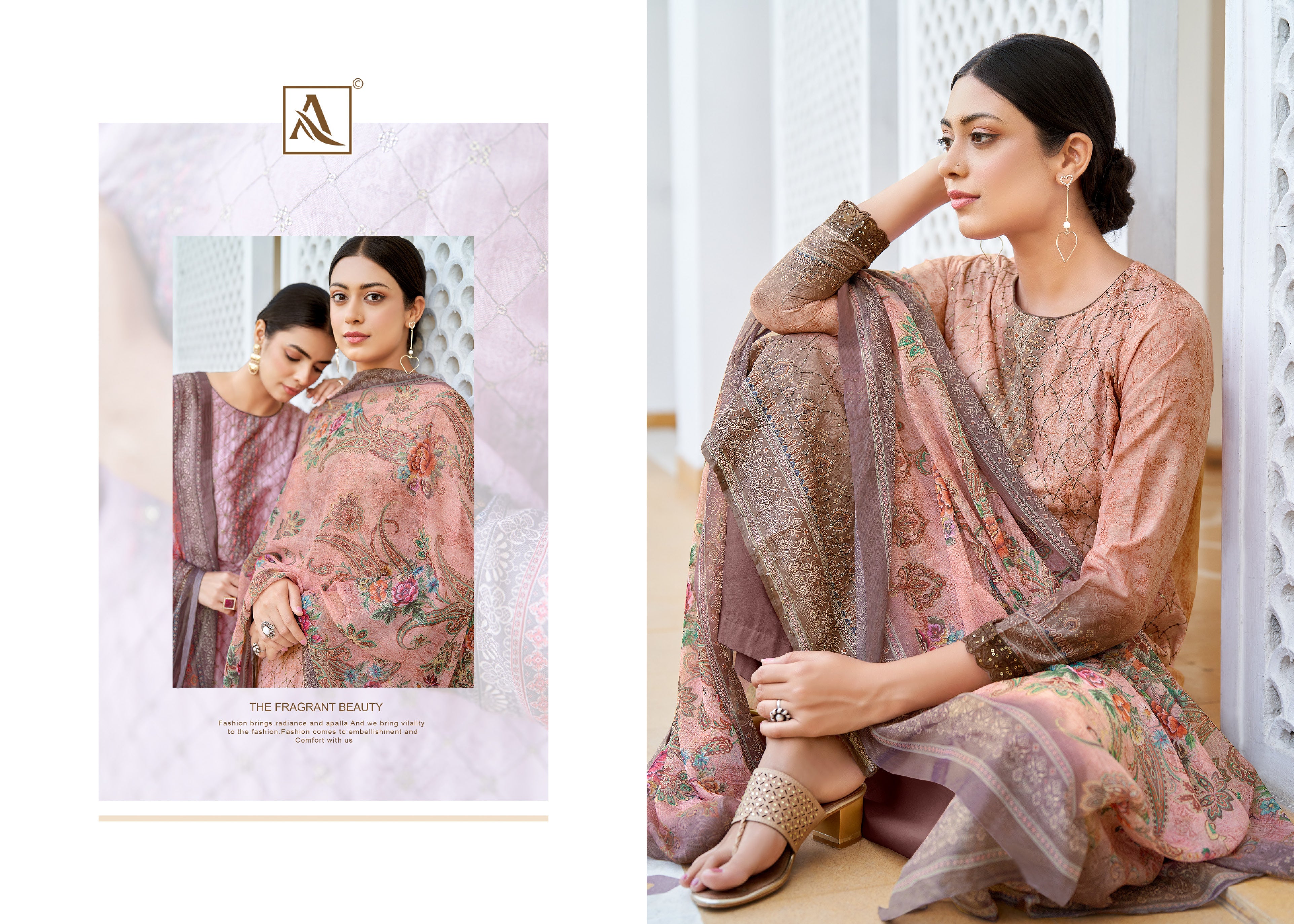 Alok Suits Waves Viscose Maslin Print with Embroidery Work Salwar Suits For Women - jilaniwholesalesuit