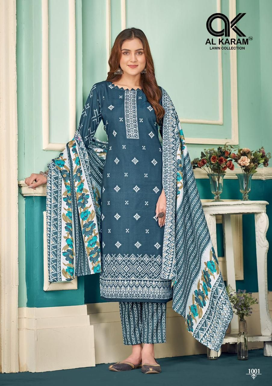 Al Karam Zulekha Soft Cotton Printed Low Range Salwar Suits Supplier Surat - jilaniwholesalesuit