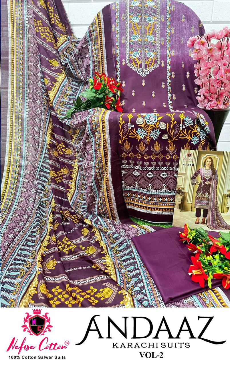 Nafisa Cotton Andaaz Vol 2 Low Range Cotton Printed Pakistani Suits At Wholesale Rate - jilaniwholesalesuit