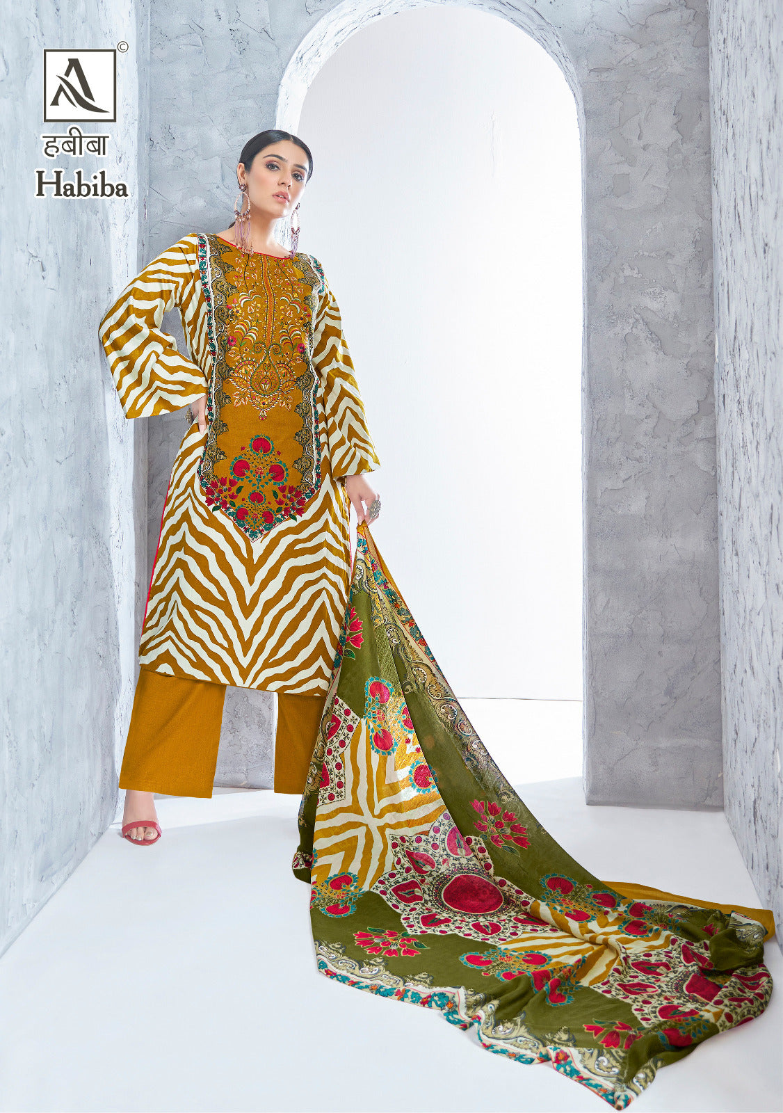 Alok Suits Habiba Zam Cotton With Embroidery Work Salwar Kameez Latest Collection - jilaniwholesalesuit