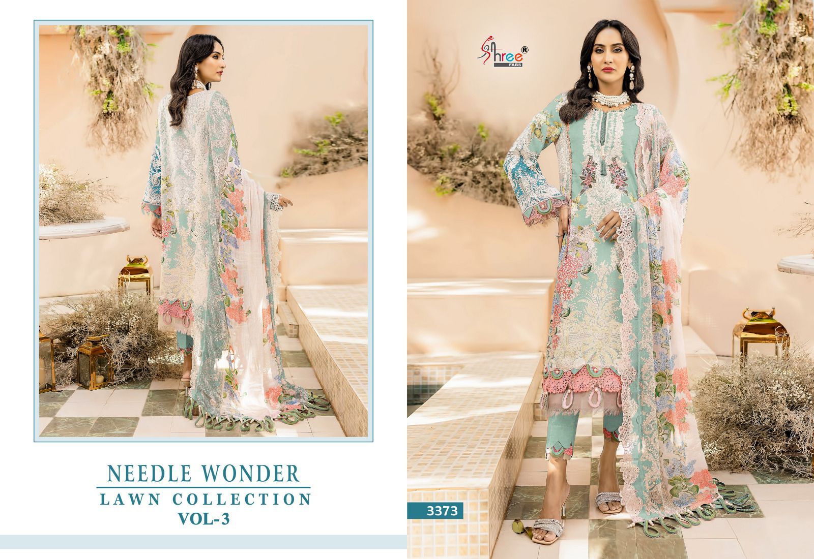 Shree Fabs Needle Wonder Lawn Collection Vol 3 Cotton With Embroidery Work Pakistani Salwar Suit In Surat - jilaniwholesalesuit