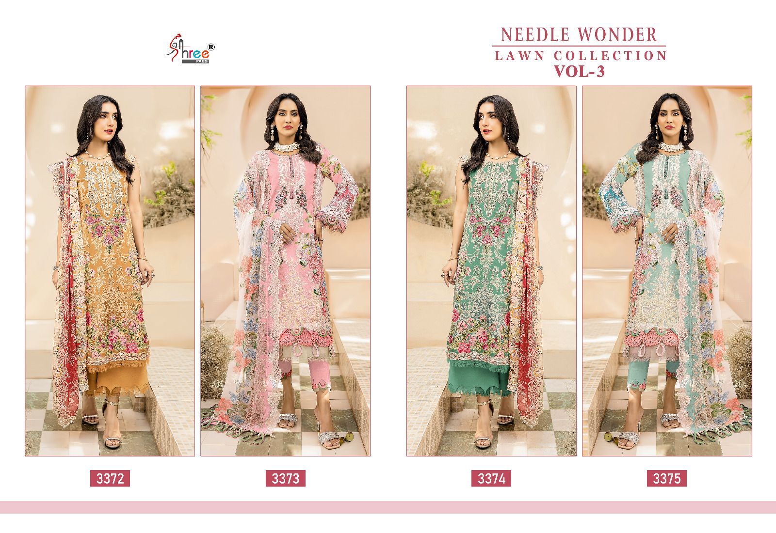 Shree Fabs Needle Wonder Lawn Collection Vol 3 Cotton With Embroidery Work Pakistani Salwar Suit In Surat - jilaniwholesalesuit