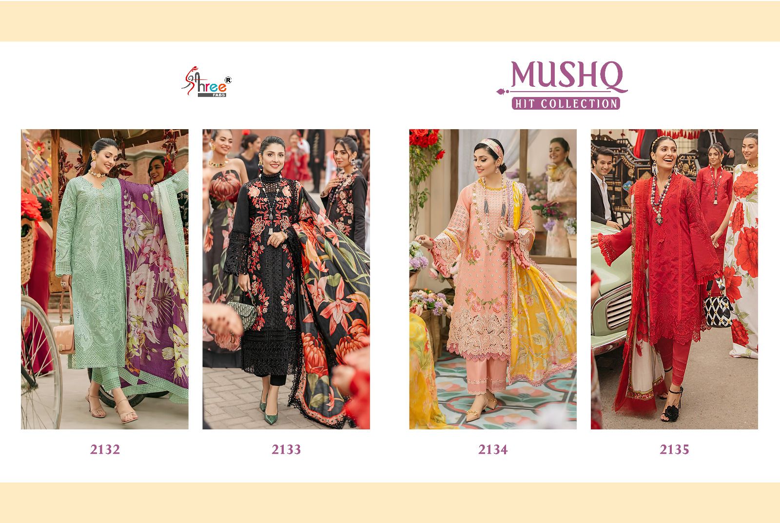 Shree Fabs Mushq Hit Collection Cotton With Embroidery Work Pakistani Suits For Women - jilaniwholesalesuit