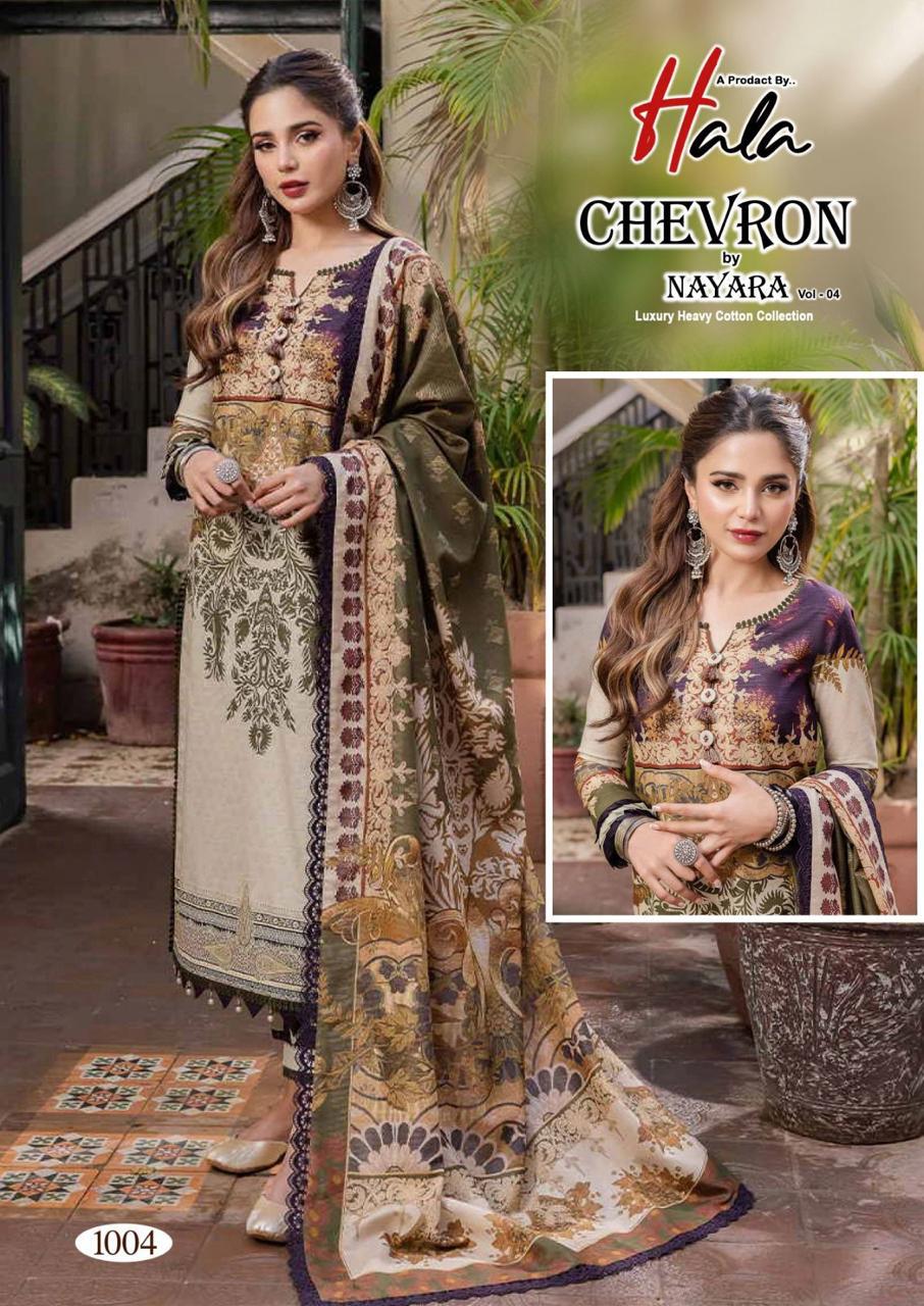 Hala Chevron By Nayra Vol 4 Low Range Cotton Printed Pakistani Dress Material Supplier In Surat - jilaniwholesalesuit