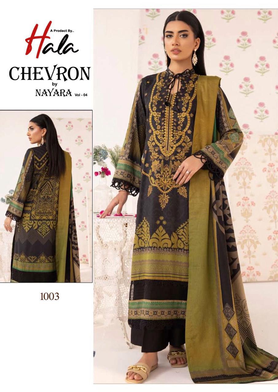 Hala Chevron By Nayra Vol 4 Low Range Cotton Printed Pakistani Dress Material Supplier In Surat - jilaniwholesalesuit