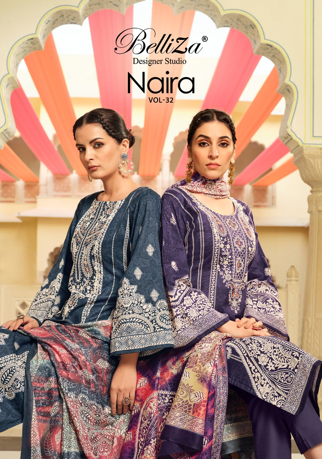 Belliza designer studio naira vol 32 cotton with embroidery work latest salwar suit catalog wholesale supplier - jilaniwholesalesuit