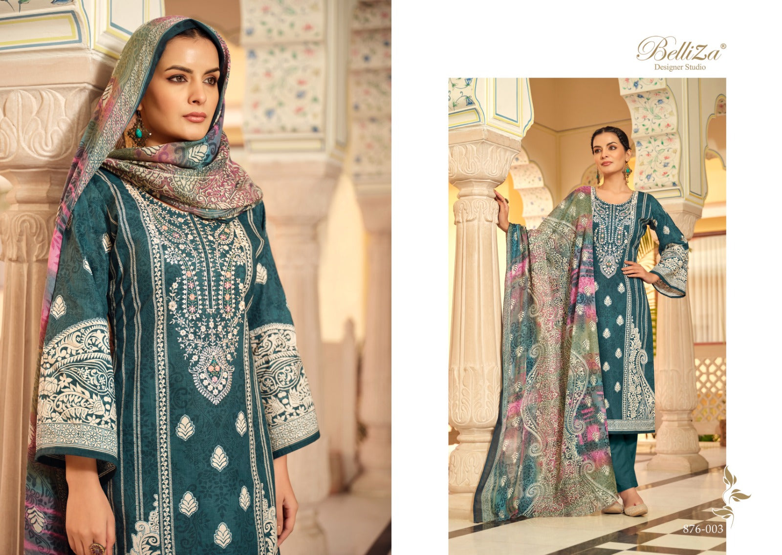 Belliza designer studio naira vol 32 cotton with embroidery work latest salwar suit catalog wholesale supplier - jilaniwholesalesuit