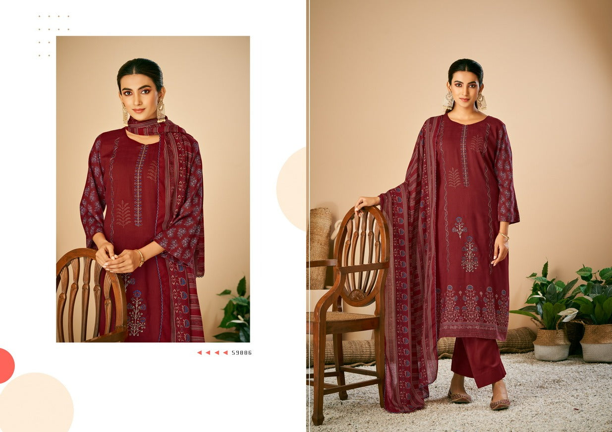 Azara Karachi Suit Kalpu Rayon Slub With Embroidery Work Salwar Suit Design For Women