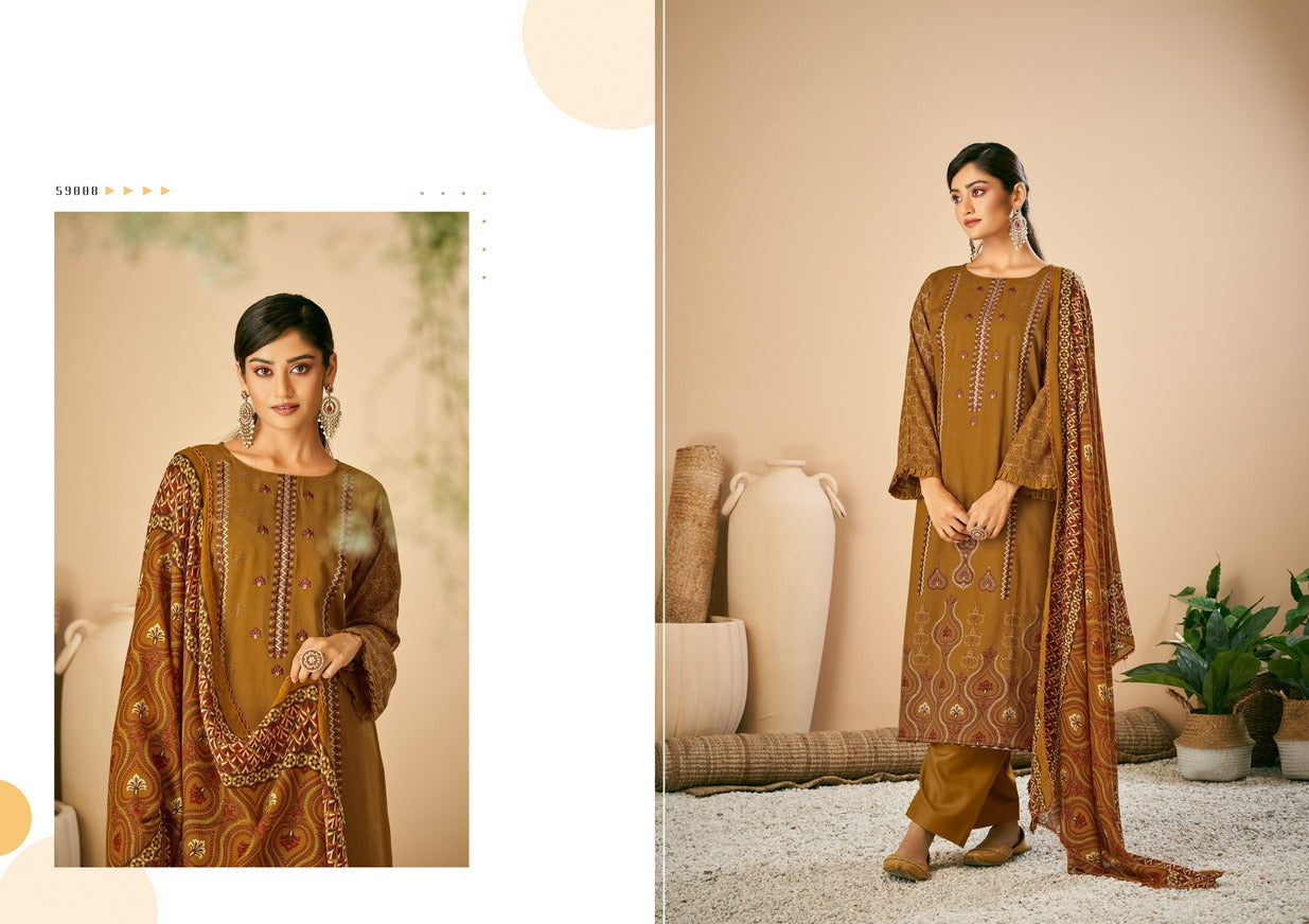 Azara Karachi Suit Kalpu Rayon Slub With Embroidery Work Salwar Suit Design For Women