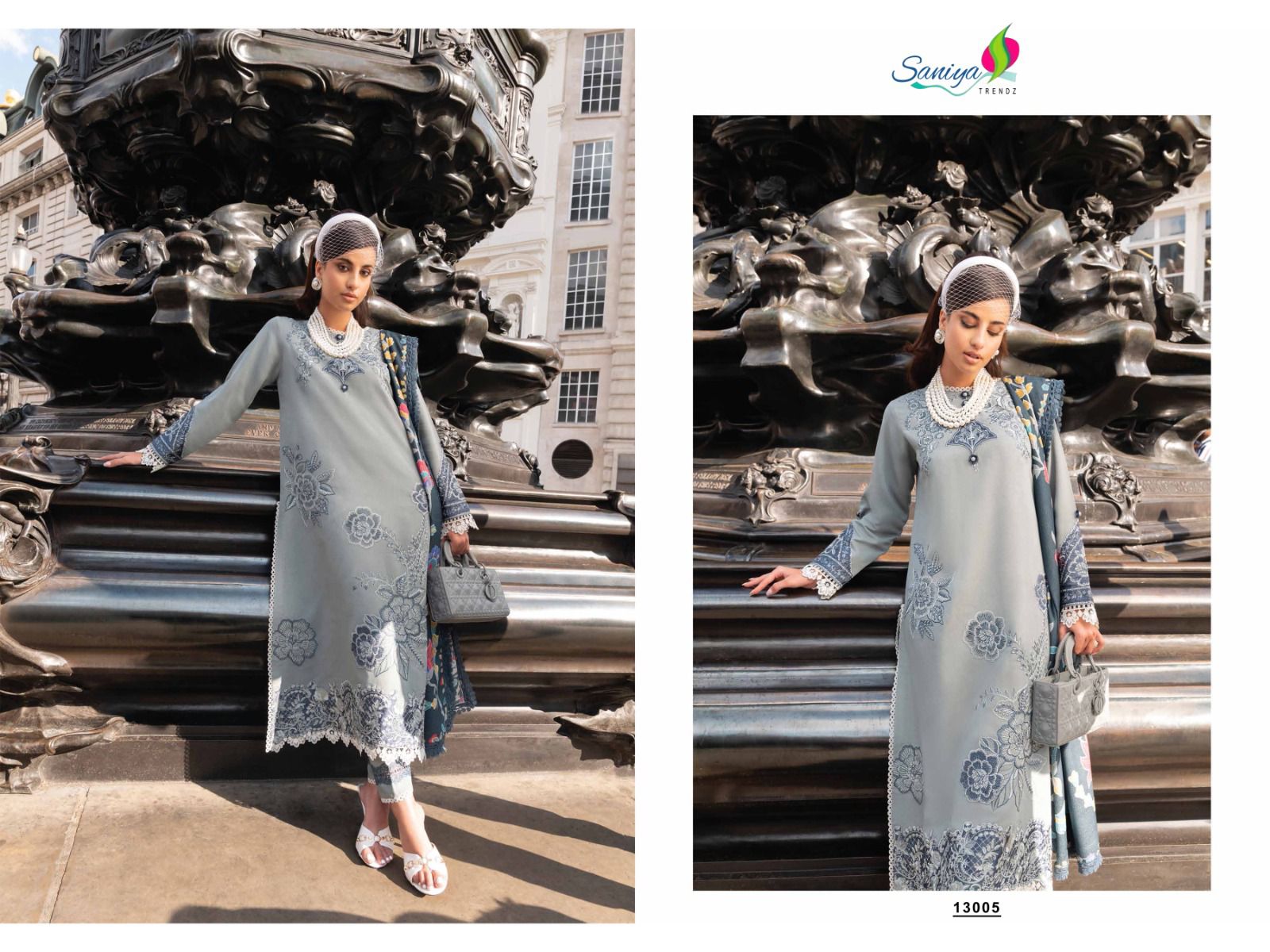 Saniya Trendz Chikankari Vol 13 Cotton With Embroidery Work Pakistani Salwar Suits Wholesale Catalog