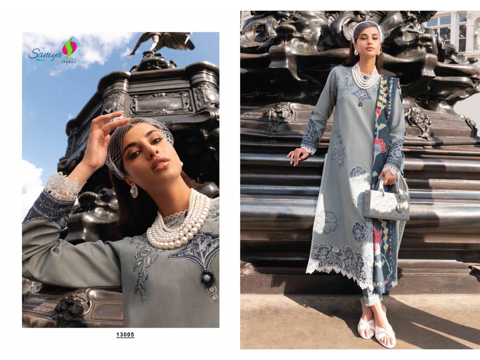 Saniya Trendz Chikankari Vol 13 Cotton With Embroidery Work Pakistani Salwar Suits Wholesale Catalog