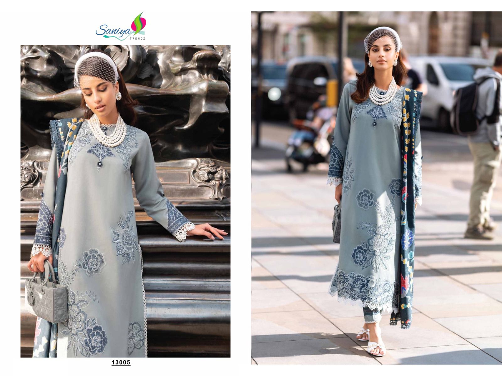 Saniya Trendz Chikankari Vol 13 Cotton With Embroidery Work Pakistani Salwar Suits Wholesale Catalog