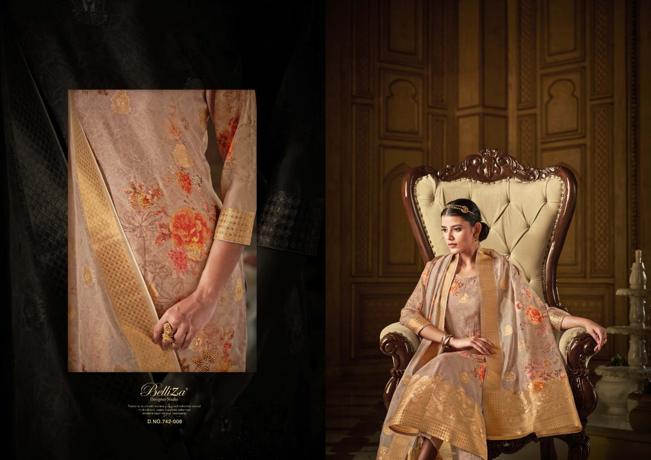 Belliza Designer Studio Amrut Organza Digital Print Salwar Suit Ethenic Dresses At Wholesale Rate