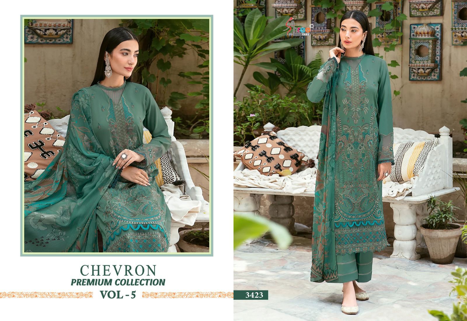 Shree Fabs Chevron Premium Collection Vol 5 Rayon With Embroidery Work Salwar Suits Supplier In Surat