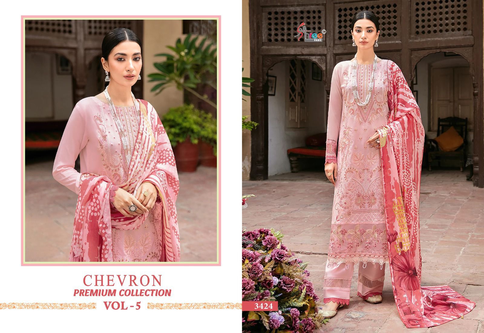 Shree Fabs Chevron Premium Collection Vol 5 Rayon With Embroidery Work Salwar Suits Supplier In Surat