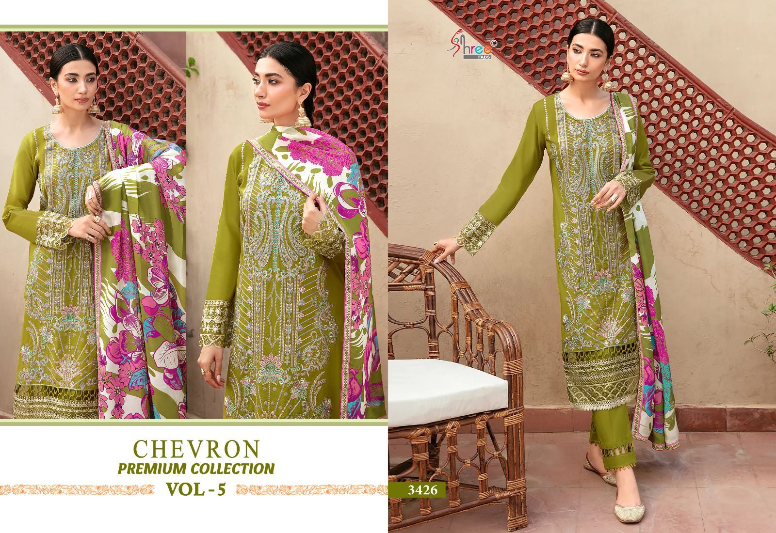 Shree Fabs Chevron Premium Collection Vol 5 Rayon With Embroidery Work Salwar Suits Supplier In Surat