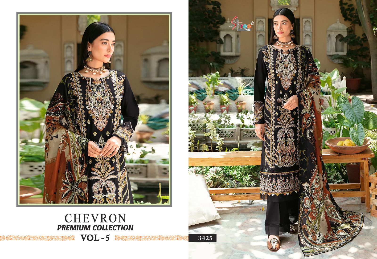 Shree Fabs Chevron Premium Collection Vol 5 Rayon With Embroidery Work Salwar Suits Supplier In Surat