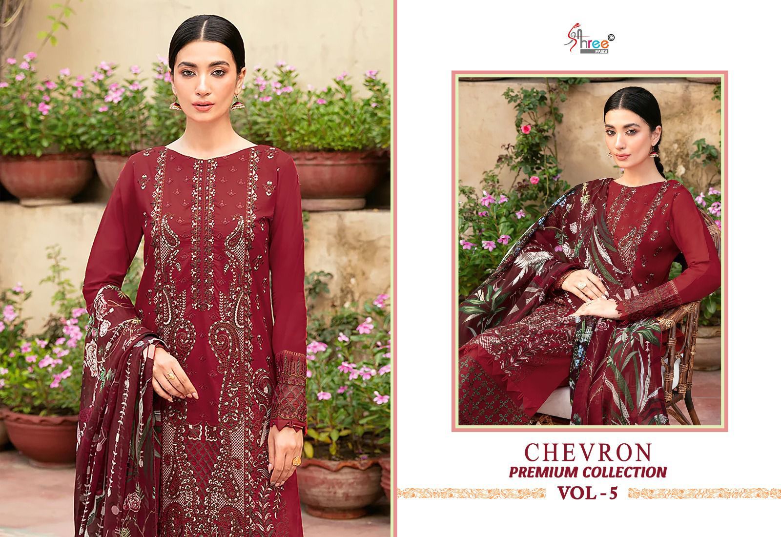 Shree Fabs Chevron Premium Collection Vol 5 Rayon With Embroidery Work Salwar Suits Supplier In Surat