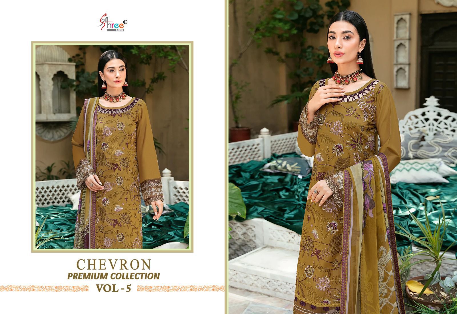 Shree Fabs Chevron Premium Collection Vol 5 Rayon With Embroidery Work Salwar Suits Supplier In Surat