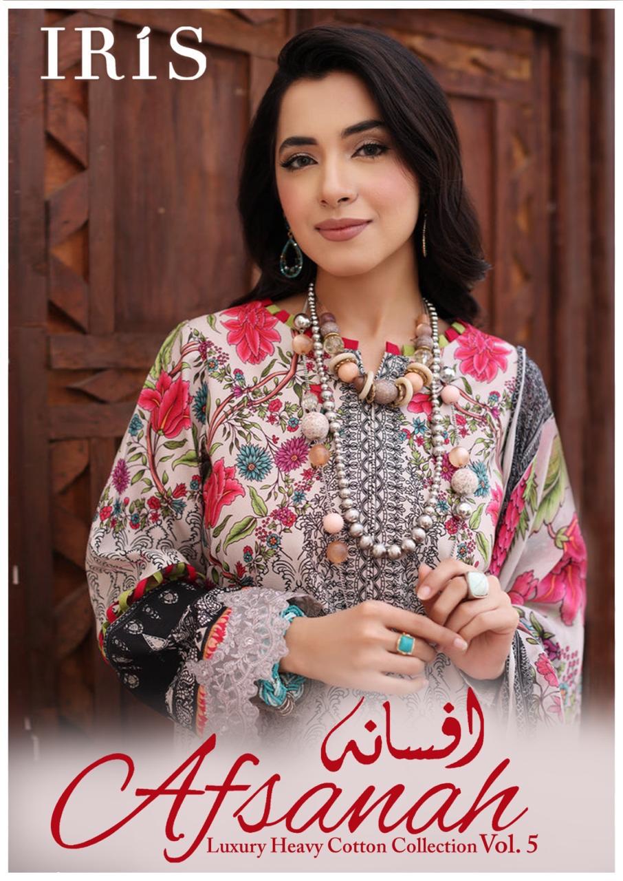 Iris Afsanah Vol 5 lawn cotton Pakistani dress material wholesale Cataloge