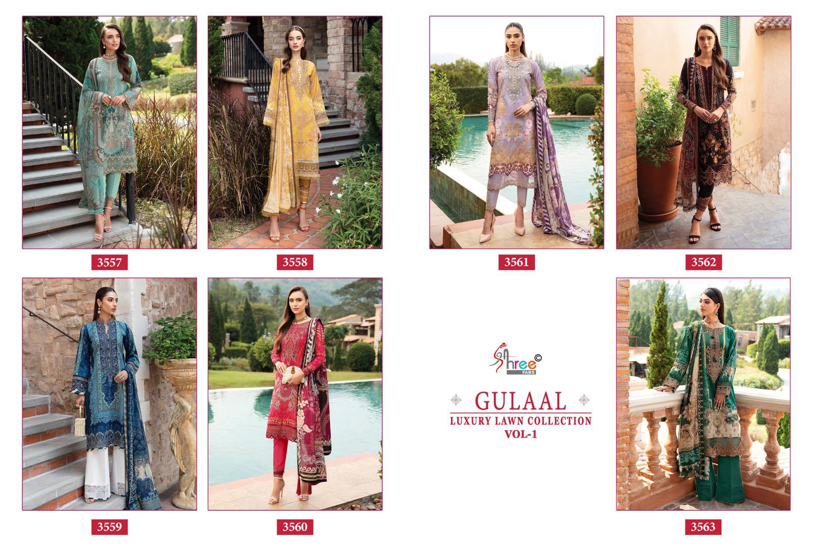 Shree Fabs Gulaal Luxury Lawn Collection Vol 1 Pakistani Suits At Wholesale Rate