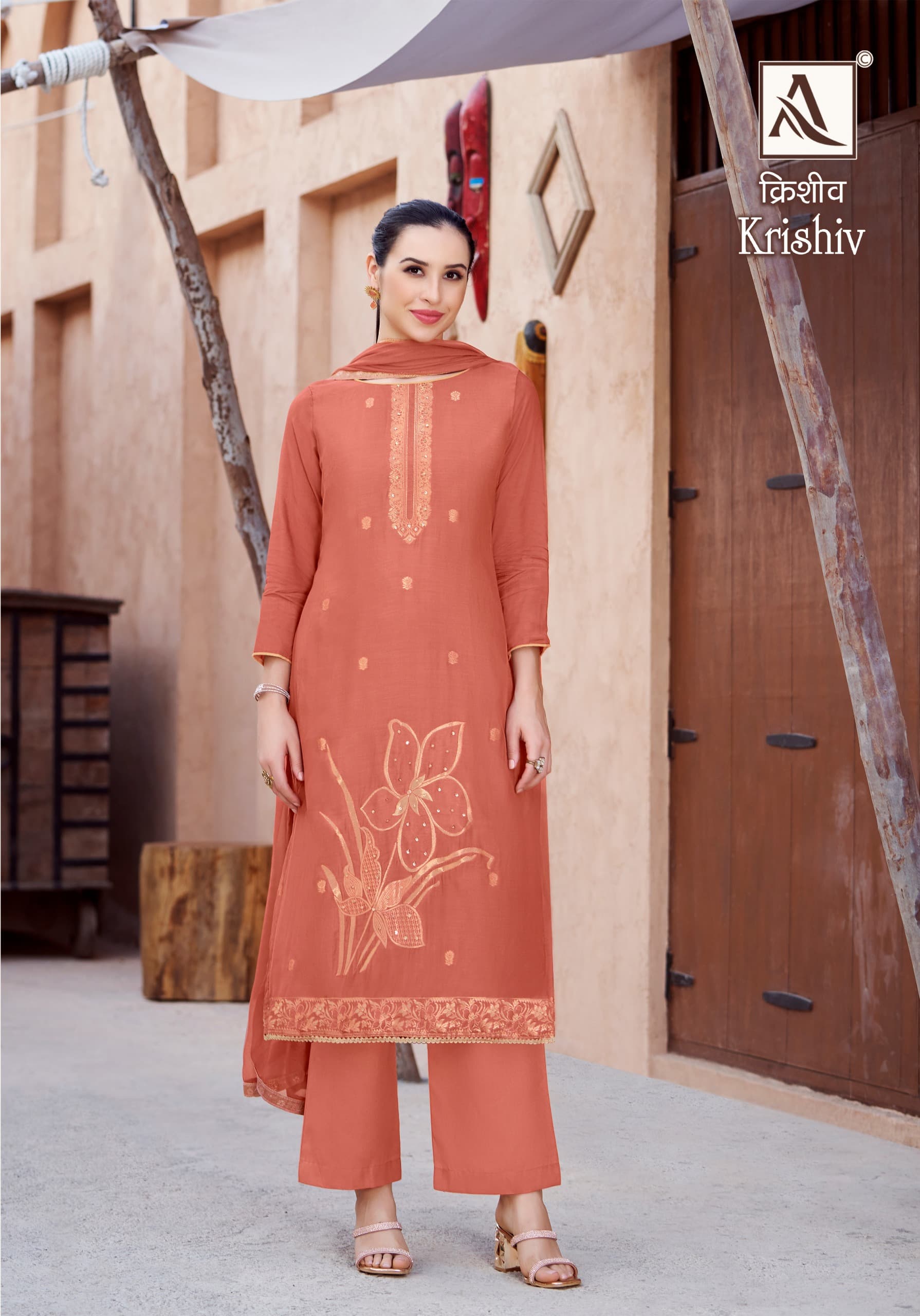 Alok Suit Krishiv Viscose Maslin With Handwork Salwar Kameez Supplier In Surat