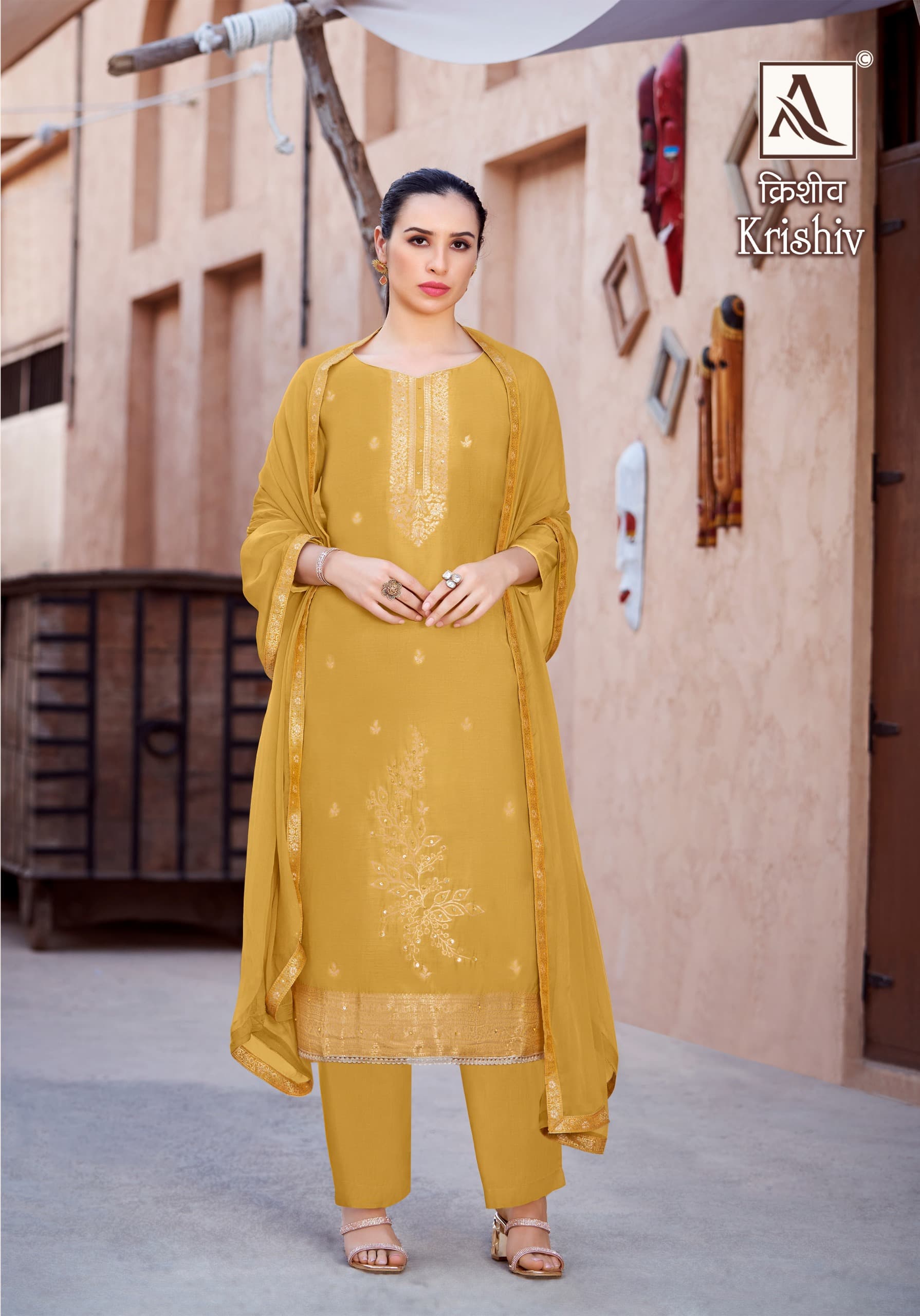 Alok Suit Krishiv Viscose Maslin With Handwork Salwar Kameez Supplier In Surat