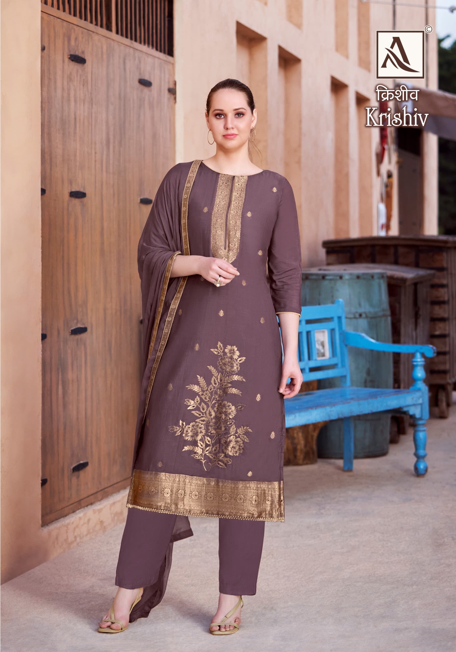 Alok Suit Krishiv Viscose Maslin With Handwork Salwar Kameez Supplier In Surat